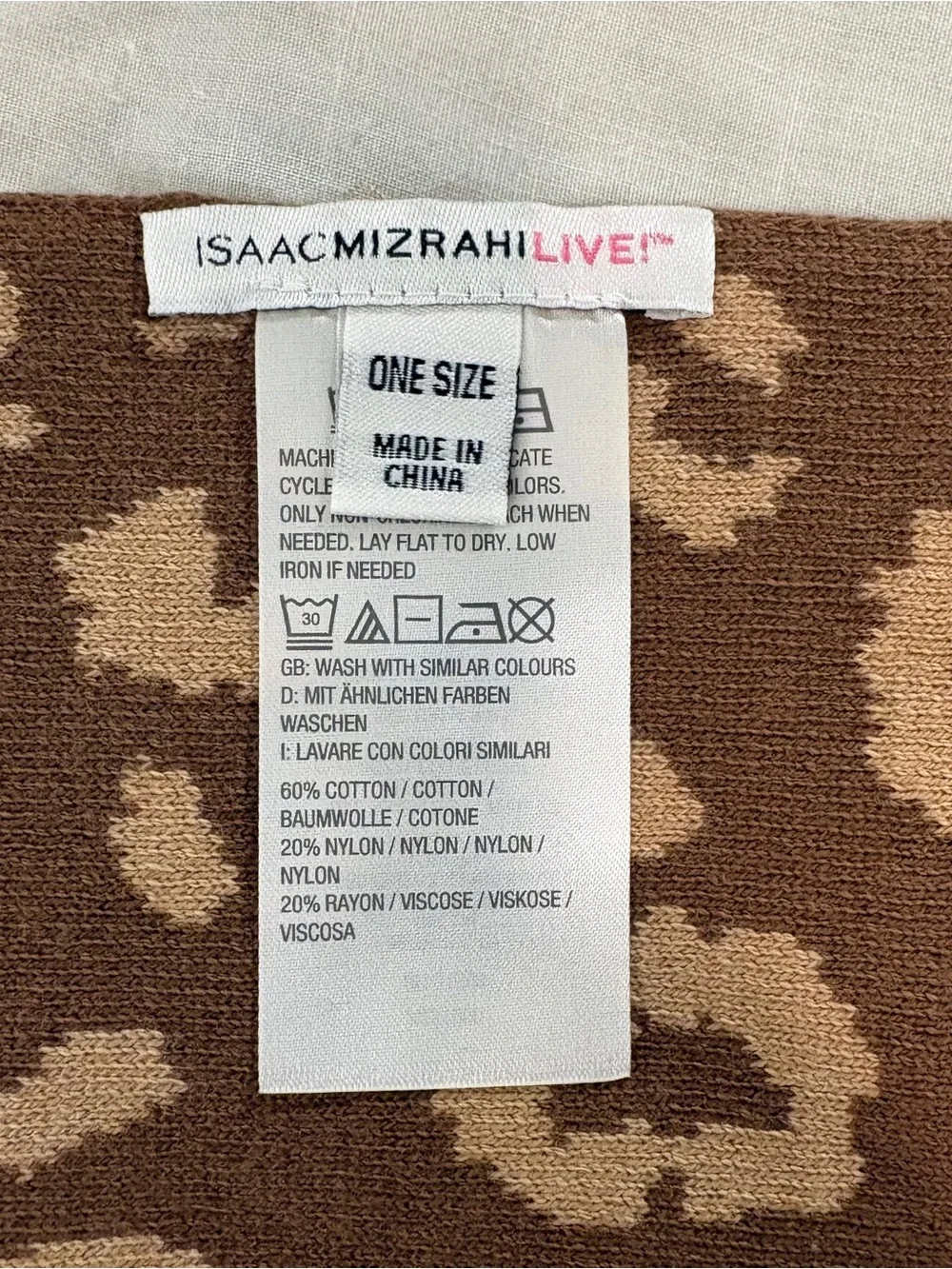 Isaac Mizrahi Brown Leopard Print Scarf